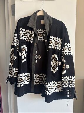 We The Free Black, White & Tan Aztec Teddy Jacket